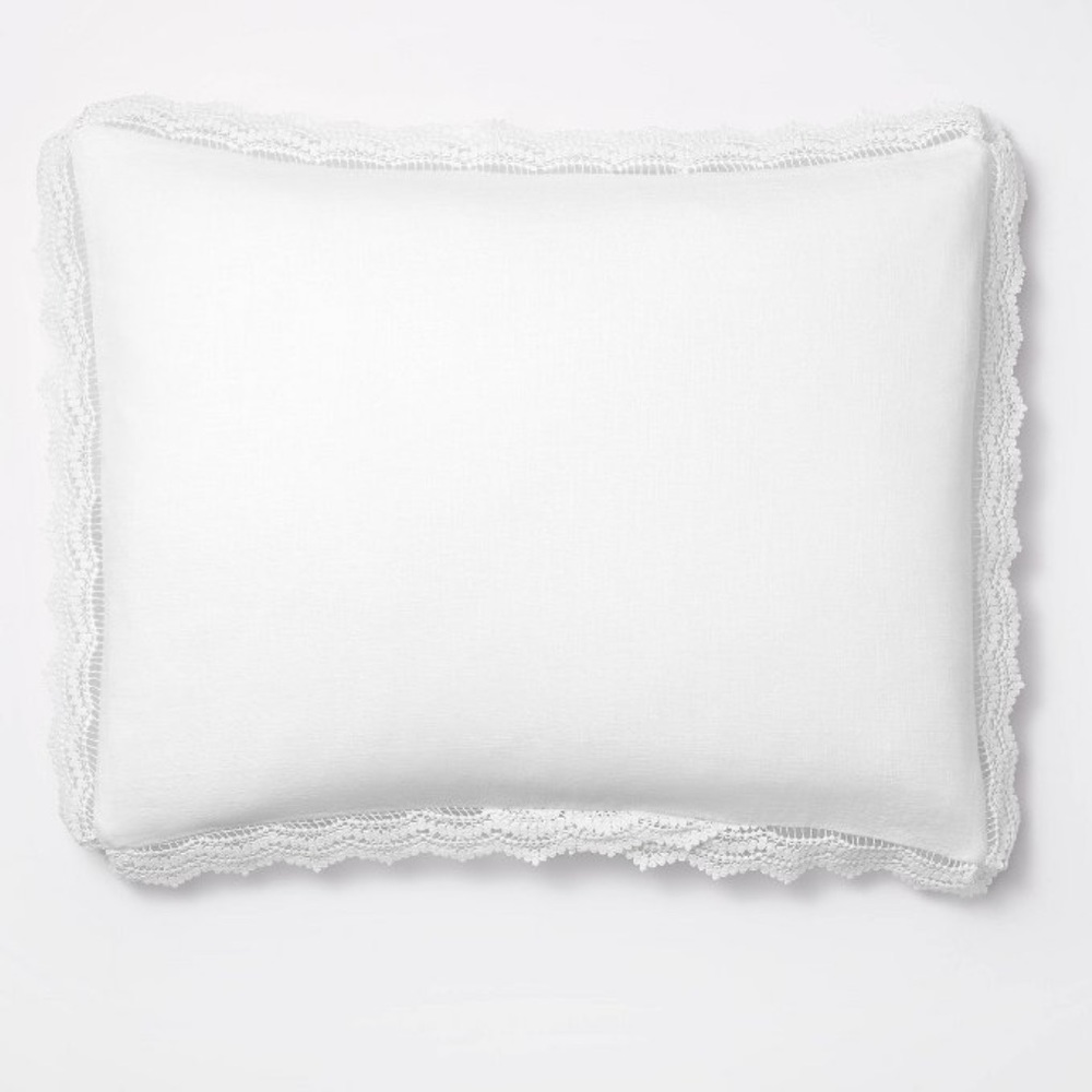 Threshold Designed with Studio McGee- King lace border cotton slub sham in white